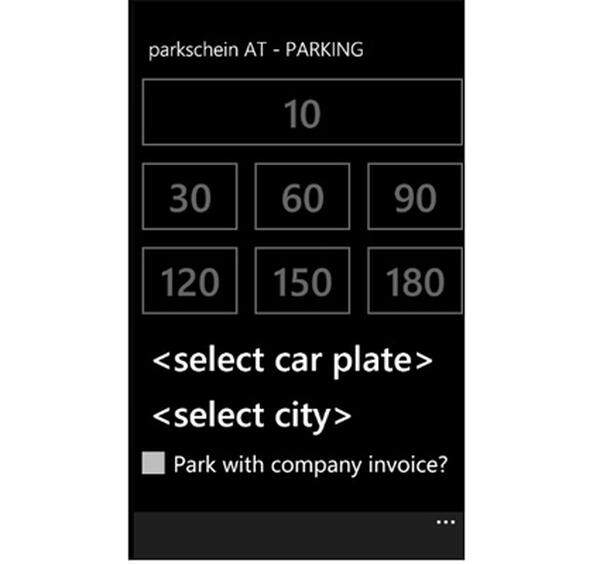 Unter dem Suchwort "Parkschein" finden sich im Marketplace gleich drei Apps für österreichische Städte. Alledings ist nur eine davon kostenlos. Sie bietet zwar nur eine schlichte Benutzeroberfläche, aber die notwendigsten Funktionen, um über das Windows Phone einen Parkschein für sein Auto zu bestellen.