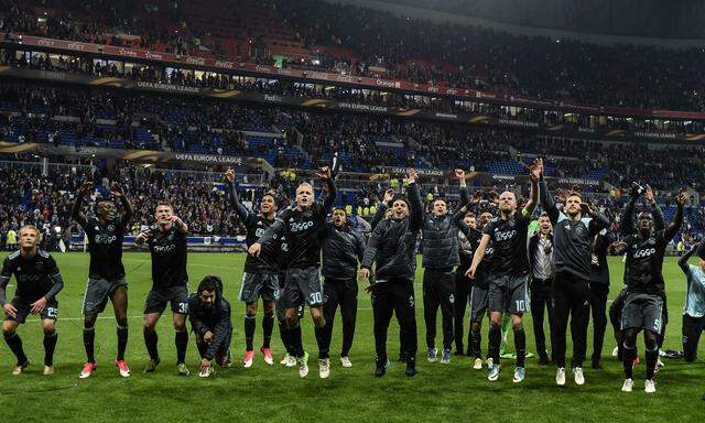 Der Jubel nach dem Finaleinzug gegen Lyon: Am Mittwoch bietet sich Ajax im Europa-League-Finale gegen Manchester United eine historische Titelchance.