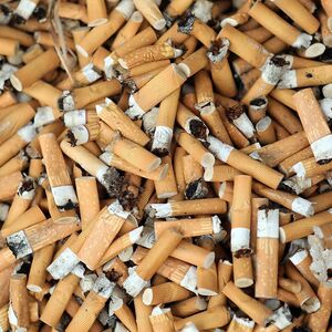 30 08 2018 Iffezheim Baden Wuerttemberg GER Zigarettenstummel Abhaengigkeit Asche Aschenbe