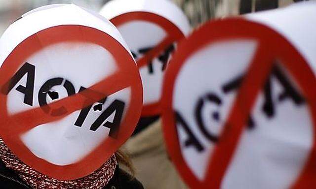 Protesters demonstrate against against ACTA in Vienna