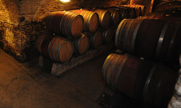 Weinfässer im Keller