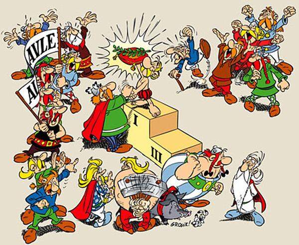 In 112 Sprachen und Dialekte wurden Asterix und Obelix übersetzt: Bei Lehrern besonders bliebt ist die Ausgabe in Latein. Inzwischen schreibt Zeichner Uderzo die Geschichten auch. Texter Goscinny ist 1977 in Paris bei einem ärztlichen Belastungstest an einem Herzinfarkt gestorben. Zum 50. Geburstag der Gallier gibt es einen Jubiläumsband. Der 34. Band in der Serie setzt sich aus mehreren Kurzgeschichten zusammen, die sich um den 50. Geburtstag der gallischen Helden dreht.