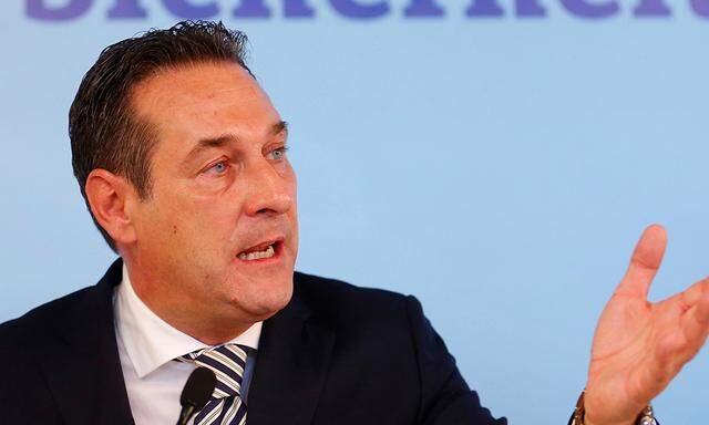 Strache of Austria´s FPOe speaks during a news conference in Vienna