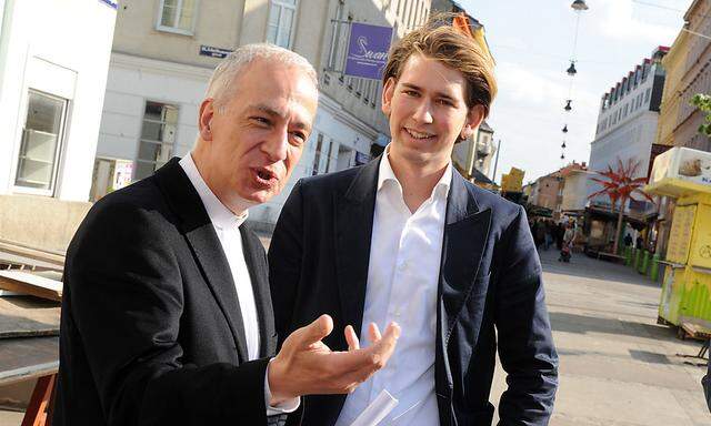 Archivbild: Sebastian Kurz und Michael Landau am Brunnenmarkt 