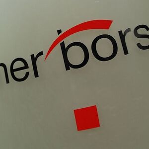 The Vienna Stock Exchange (Wiener Boerse) logo is displayed next to the company's street entrance in Vienna