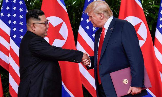 Kim und Trump beim letzten Aufeinandertreffen. 