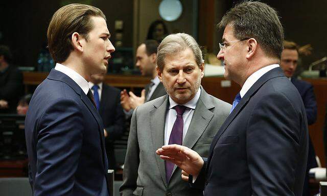 Außenminister Kurz, EU-Kommissar Johannes Hahn und der slowakische Außenminister Miroslav Lajcak.