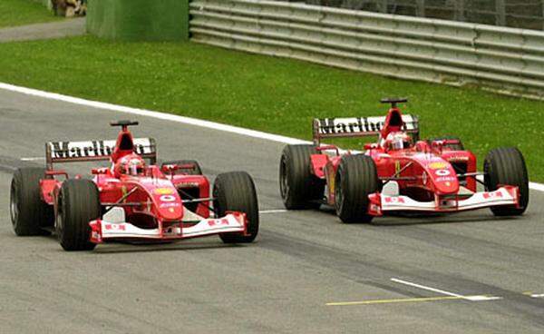Ärger in Österreich: In Spielberg führt Rubens Barrichello bis zur letzten Runde. Als er Teamkollege Schumacher kurz vor der Ziellinie auf Anweisung der Ferrari-Leitung passieren lässt, gibt es Pfiffe von den Rängen.