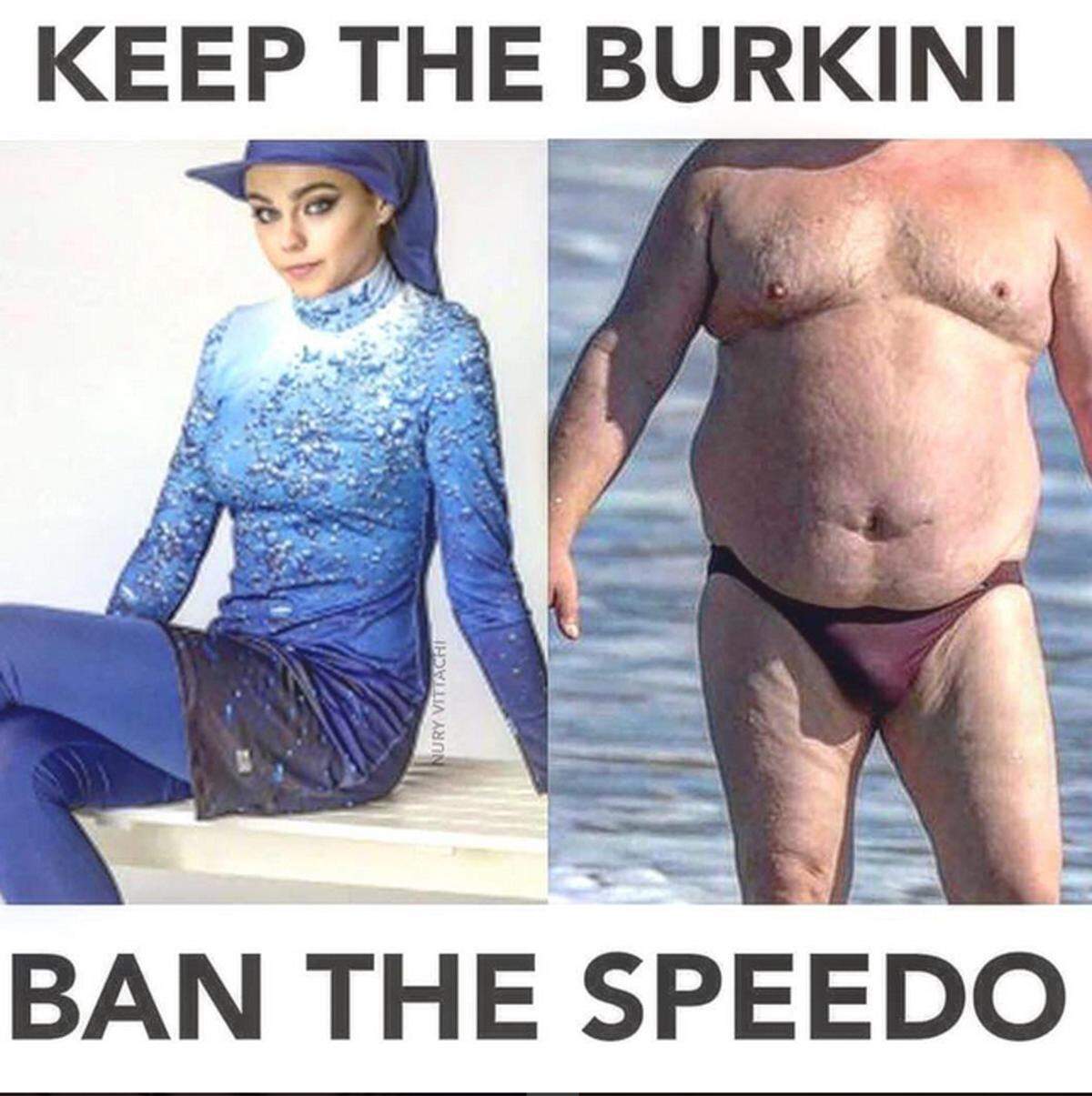 Anstatt Burkinis zu verbieten, würden einige lieber die zu engen Speedos für Männer verbannen.