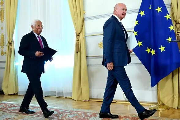 EU-Ratspräsident António Costa und Bundeskanzler Christian Stocker. 