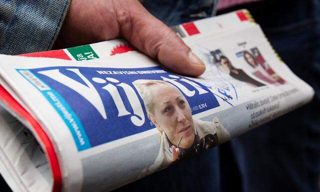 Olivera Lakic ziert nach dem Anschlag auf sie das Titelblatt der "Vijesti" in Montenegro.