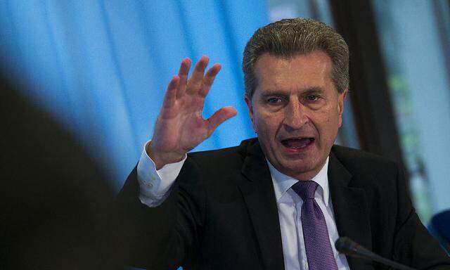 European Commissioner for Energy Guenther Oettinger speaks during a news conference after gas talks between the EU, Russia and Ukraine in Berlin