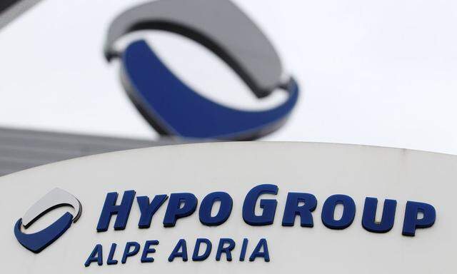 The logo of nationalised lender Hypo Alpe Adria is pictured at the bank's headquarters in Klagenfurt
