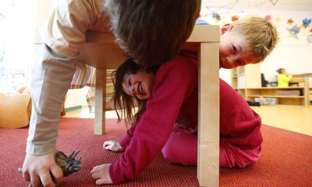 Children play at their Kindergarten in Hanau