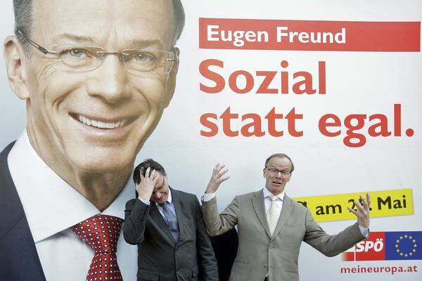 Die zweite Plakatwelle der SPÖ fällt kürzer aus - und wird, ähnlich wie die Botschaften der FPÖ, gereimt. „Sozial statt egal", ist in großen Lettern zu lesen. Der Slogan soll mithelfen, dass jene, die in der europäischen Politik eine Wende wollen, auch tatsächlich zur Urne schreiten, wie Bundesgeschäftsführer Norbert Darabos bei einer Pressekonferenz erläuterte.