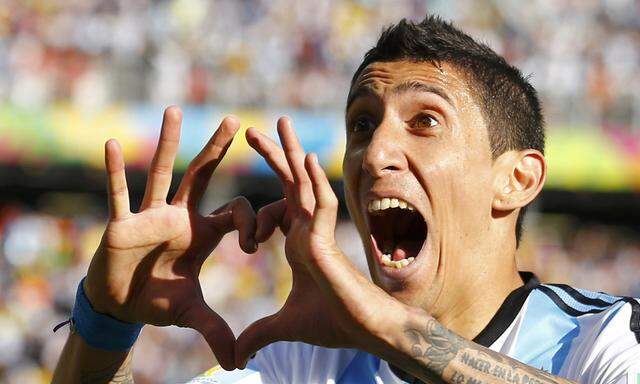 File photo of Argentina´s Di Maria celebrating his goal against Switzerland during extra time in their 2014 World Cup round of 16 game in Sao Paulo