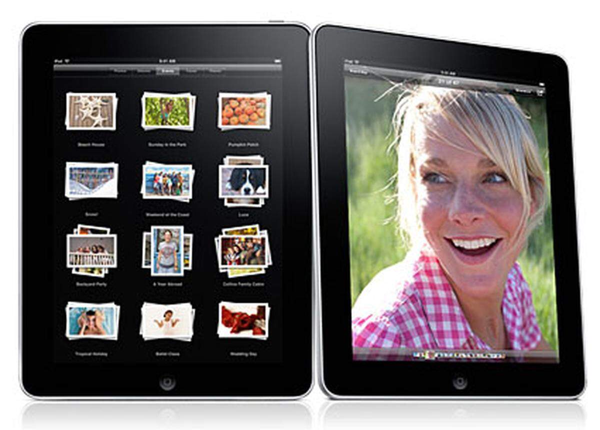 Das iPad hat die perfekte Größe, um am Dock einen schicken Bilderrahmen abzugeben. Passend dazu ist ein übersichtliches Foto-Programm vorinstalliert.