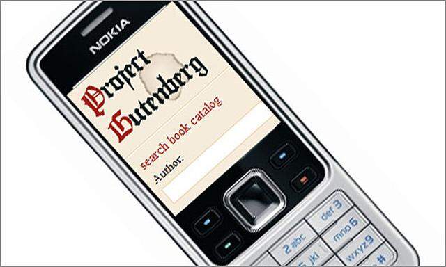 Project Gutenberg am Nokia-Handy (Montage)