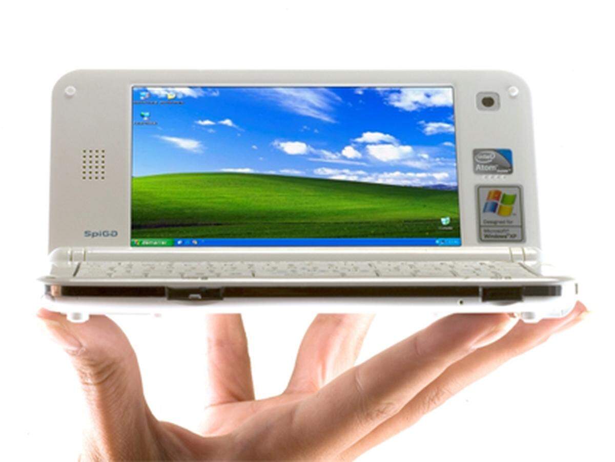 Dieses Mini-Notebook lässt ob seiner Schlankheit jedes Netbook vor Neid erblassen. Das Sagemcom Spiga ist gerade einmal doppelt so groß wie ein modernes Smartphone, nimmt ebenfalls SIM-Karten auf, läuft aber unter dem Netbook-Betriebssystem Windows XP. WLAN, Bluetooth und ein Kartenleser sind ebenfalls mit von der Partie. Ab rund 500 Euro.