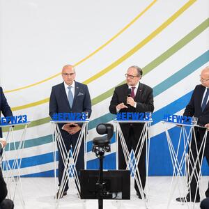 „Freunde des Westbalkan“. Die Außenminister Gordan Grlic-Radman, (Kroatien), Jan Lipavsky(Tschechien), Alexander Schallenberg (Österreich) und Miroslav Wlachovsky (Slowakei).