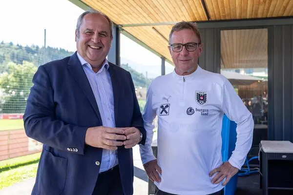 ÖFB-Präsident Josef Pröll und ÖFB- Teamchef Ralf Rangnick im September 2025 im Zuge eines Pressetermins.