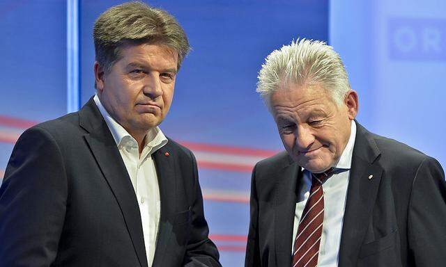 ÖVP-Spitzenkandidat Landeshauptmann Josef Pühringer (L) und SPÖ-Spitzrnkandidat Landesparteichef Reinhold Entholzer 