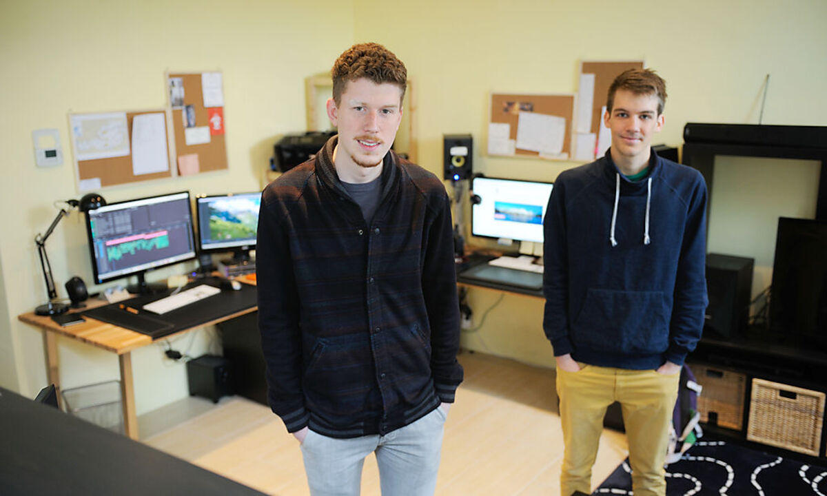 Peter Jablonowski (l.) und Thomas Pöcksteiner in ihrem Wiener Kellerbüro.  