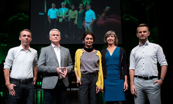 Diese fünf treten an, um Wiens Grüne in die Gemeinderatswahlen zu führen: Kaan, Ellensohn, Abensperg-Traun, Hebein und Kraus