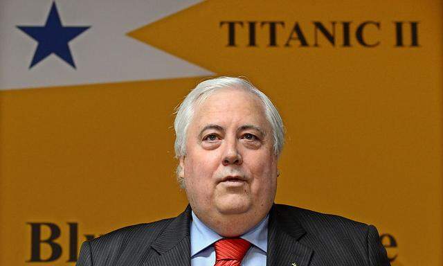 Milliardär Clive Palmer bei der Ankündigung seiner Pläne im April 2012 in Brisbane, Australien.