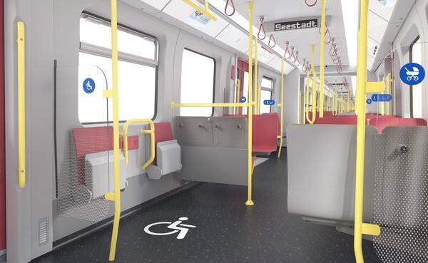 Innen unterscheiden sich die neuen U-Bahn-Garnituren klar von den Vorgängern: Die Einstiegsbereiche sind offener, wodurch das Ein- und Aussteigen schneller gehen soll. Die X-Wagen werden zwar weniger Sitzplätze haben als die bisherigen U-Bahn-Züge, dafür fassen sie insgesamt mehr Fahrgäste: 928 nämlich, statt bisher 882.