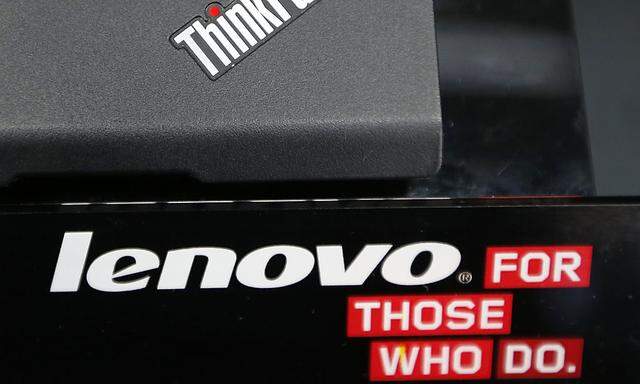The ThinkPad maker Lenovo´s logo is seen at an electronic shop in Tokyo