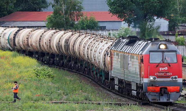 A view shows a freight train in Kaliningrad