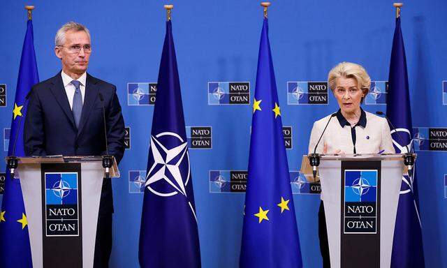 Joint NATO news conference at NATO headquarters in Brussels