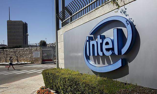 The logo of Intel, the world's largest chipmaker is seen at their offices in Jerusalem