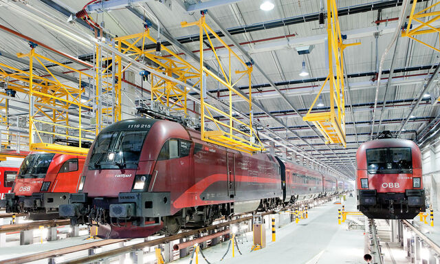 In den Werkstätten der ÖBB werden die Züge repariert und die notwendigen Sicherheitsüberprüfungen durchgeführt.