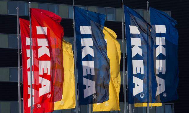 IKEA flags are seen outside IKEA Concept Center in Delft