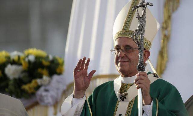 Pope Francis leads a mass at the palace of Caserta in southern Italy