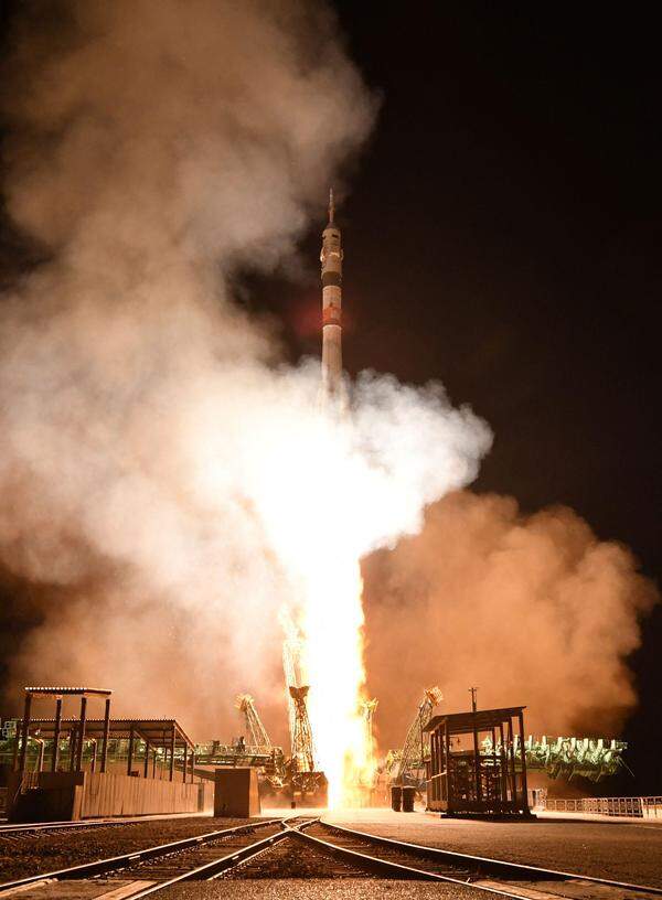 Die russische Sojus-Rakete beim Start im September.