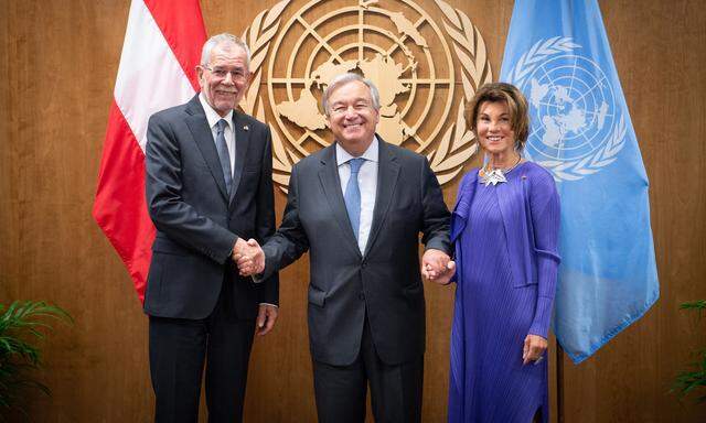 Auftakt der UN-Woche: Bundespräsident Van der Bellen und Bundeskanzlerin Bierlein bei UN-Generalsekretär António Guterres in New York. 