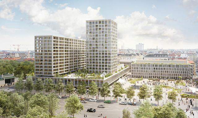Das Rendering zeigt die Planung für die Neugestaltung des Wiener Heumarkt-Areals