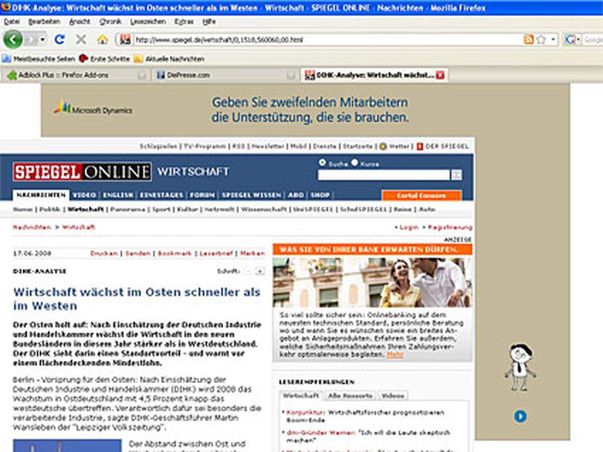 "Spiegel Online" ohne AdBlock Plus ...