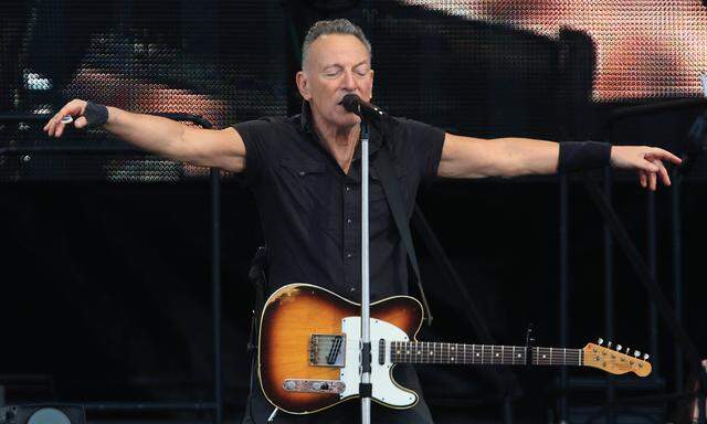American rock legend Bruce Springsteen and the E-Street Band performing in Ferrara during his first italian concert of t