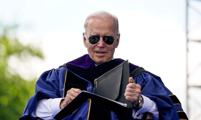 U.S. President Joe Biden delivers the commencement address at the University of Delaware in Newark