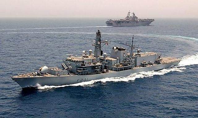 File photo of the Royal Navy frigate HMS Argyll conducting exercises with the U.S. Navy aircrafty car