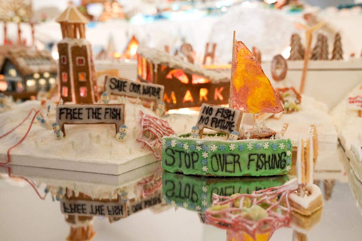 Insgesamt fünf Miniatursezenen aus Lebkuchen zeigt die diesjährige "The Gingerbread City"-Ausstellung im Londoner Museum for Architecture.