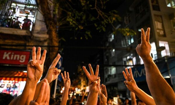 Protestaktion in Rangun