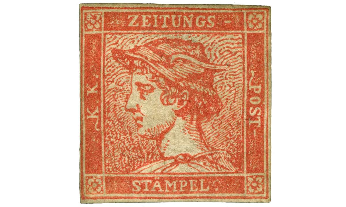 31.720 Euro: Diese Summe erzielte die zinnoberrote Merkur von 1856 bei einer Auktion. Damit ist sie die teuerste österreichische Marke.