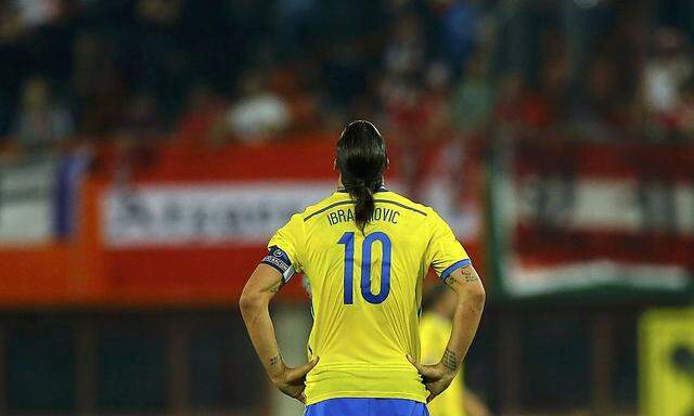 Sweden's Ibrahimovic reacts at the end of their Euro 2016 qualifying soccer match against Austria in Vienna