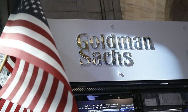 A view of the Goldman Sachs stall on the floor of the New York Stock Exchange