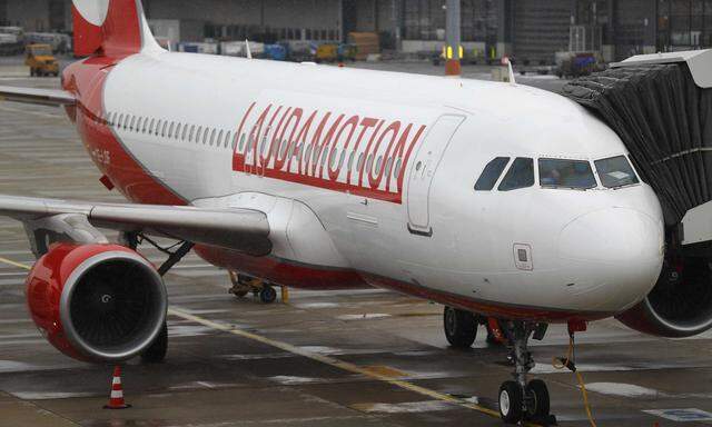 A Laudamotion Airbus A320 plane is seen at the airport in Vienna